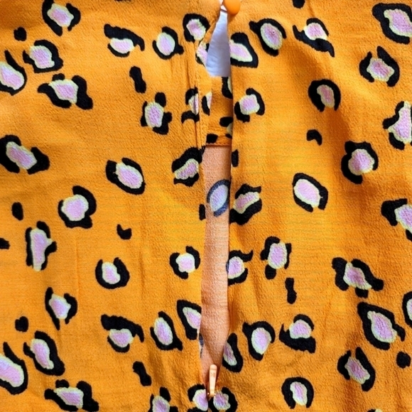 Topshop Leopard Animal Print Button Yellow Orange Size 4. - Picture 7 of 13